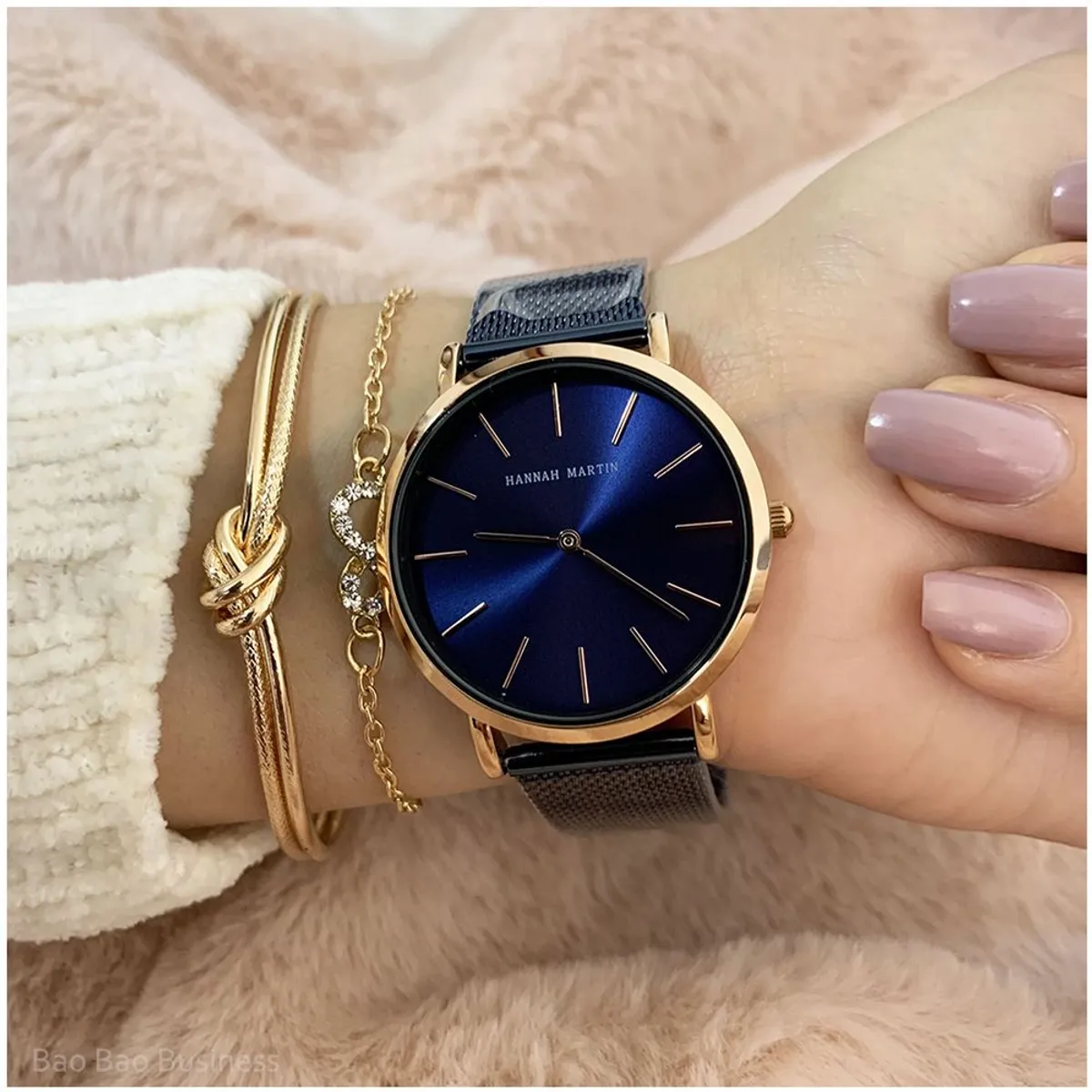 HANNAH MARTIN - Relojes Dama Análogo de Metal Acero Inoxidable Azul Hannah Martin Moda