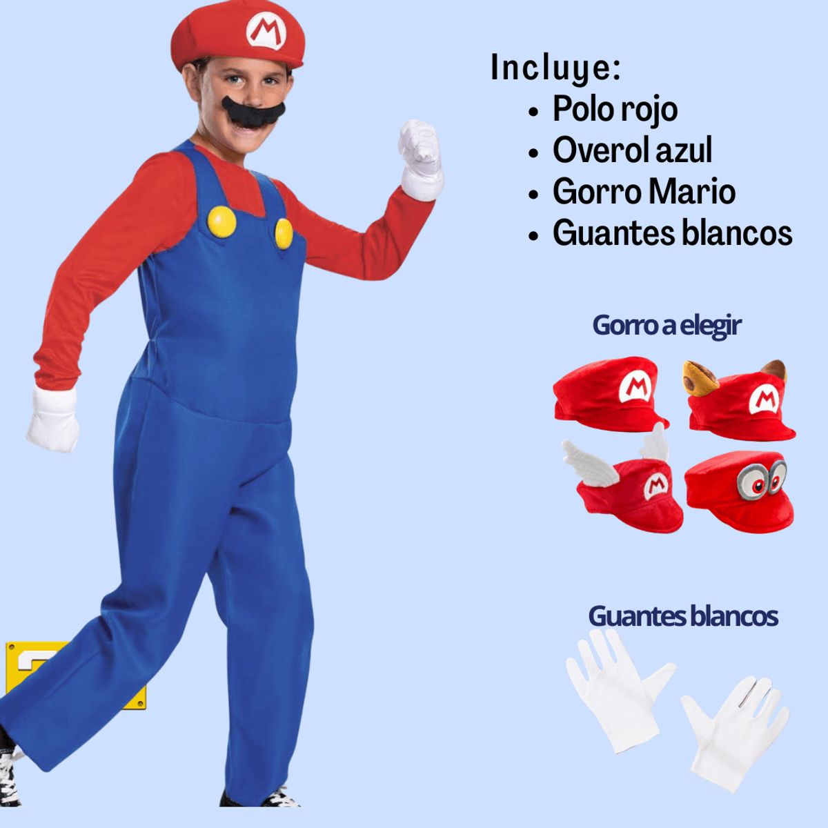 GENERICO - Polo Algodon Mario Bros Rojo Peluche - Talla dsde 6 hasta 16