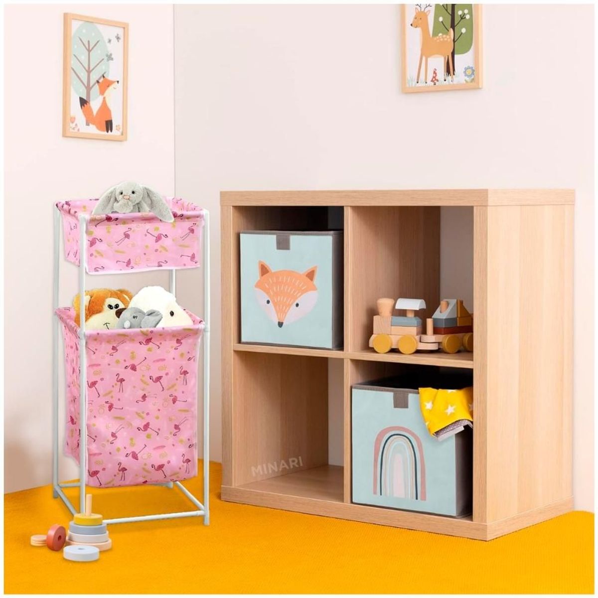 MINARI - Cesta Organizador para Guardar Juguetes Infantil 2 Niveles RS 26V
