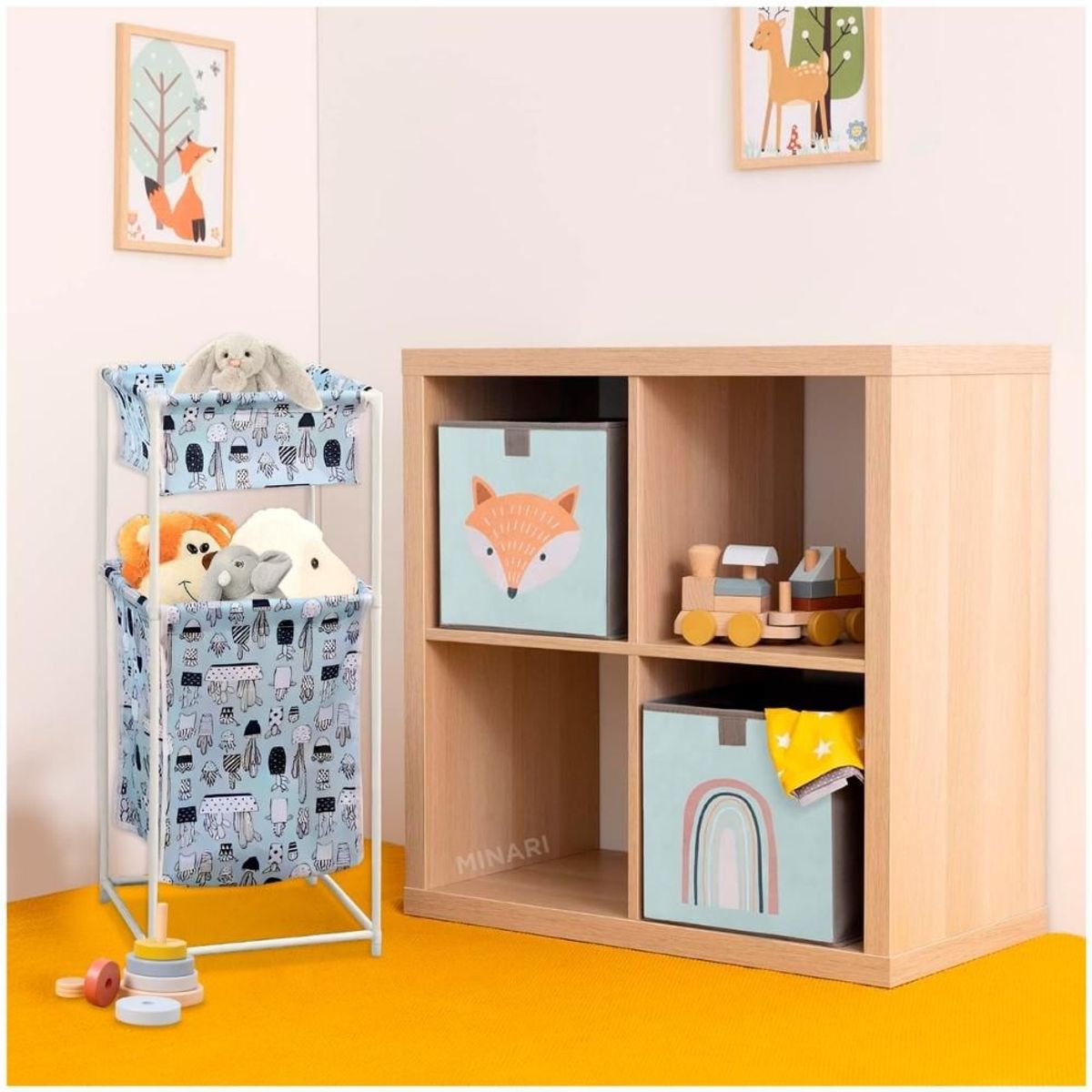 MINARI - Cesta Organizador para Guardar Juguetes Infantil 2 Niveles CL 26V