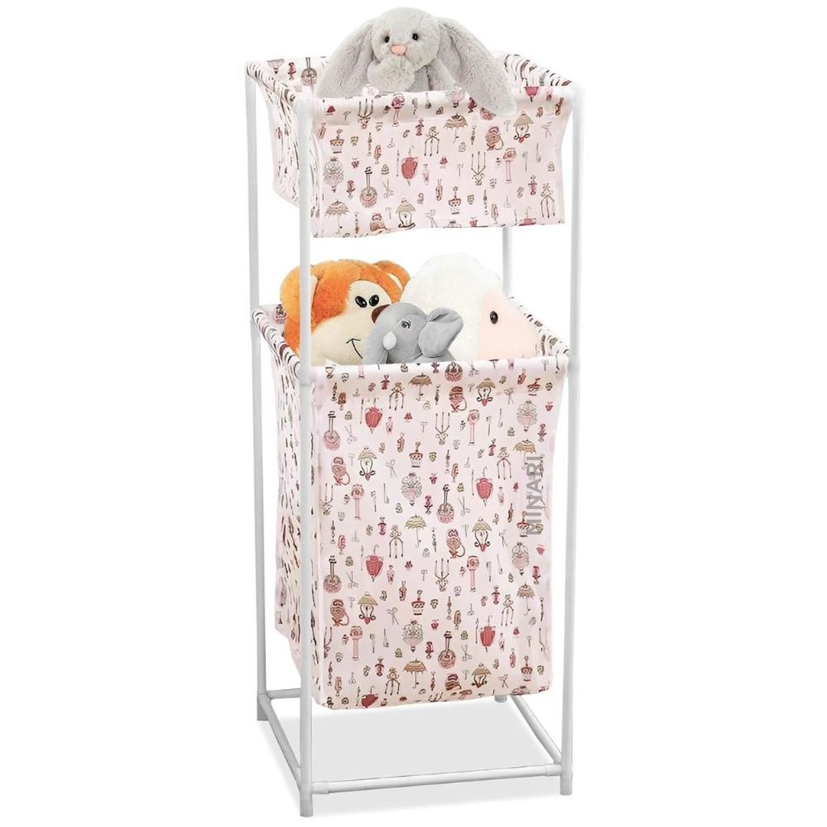 MINARI - Cesta Organizador para Guardar Juguetes Infantil 2 Niveles BL 26V