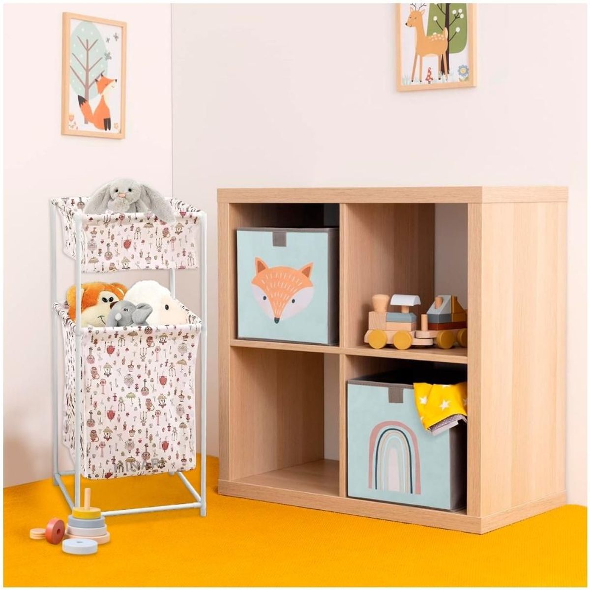 MINARI - Cesta Organizador para Guardar Juguetes Infantil 2 Niveles BL 26V