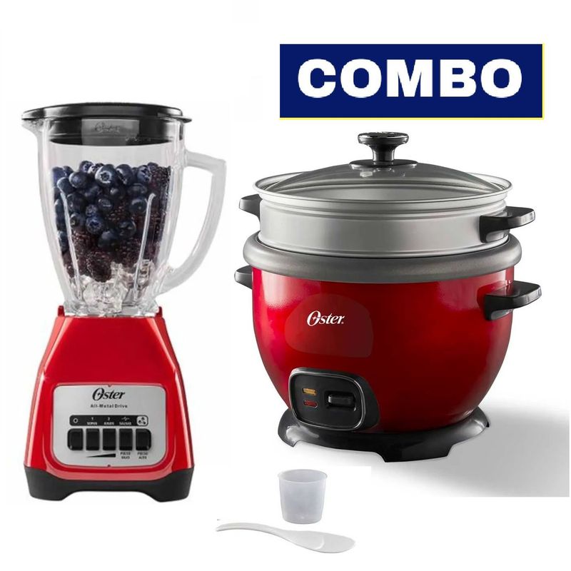 OSTER - Arrocera Multiusos CKSTRC5730R Rojo Y Licuadora 2 velocidades Rojo
