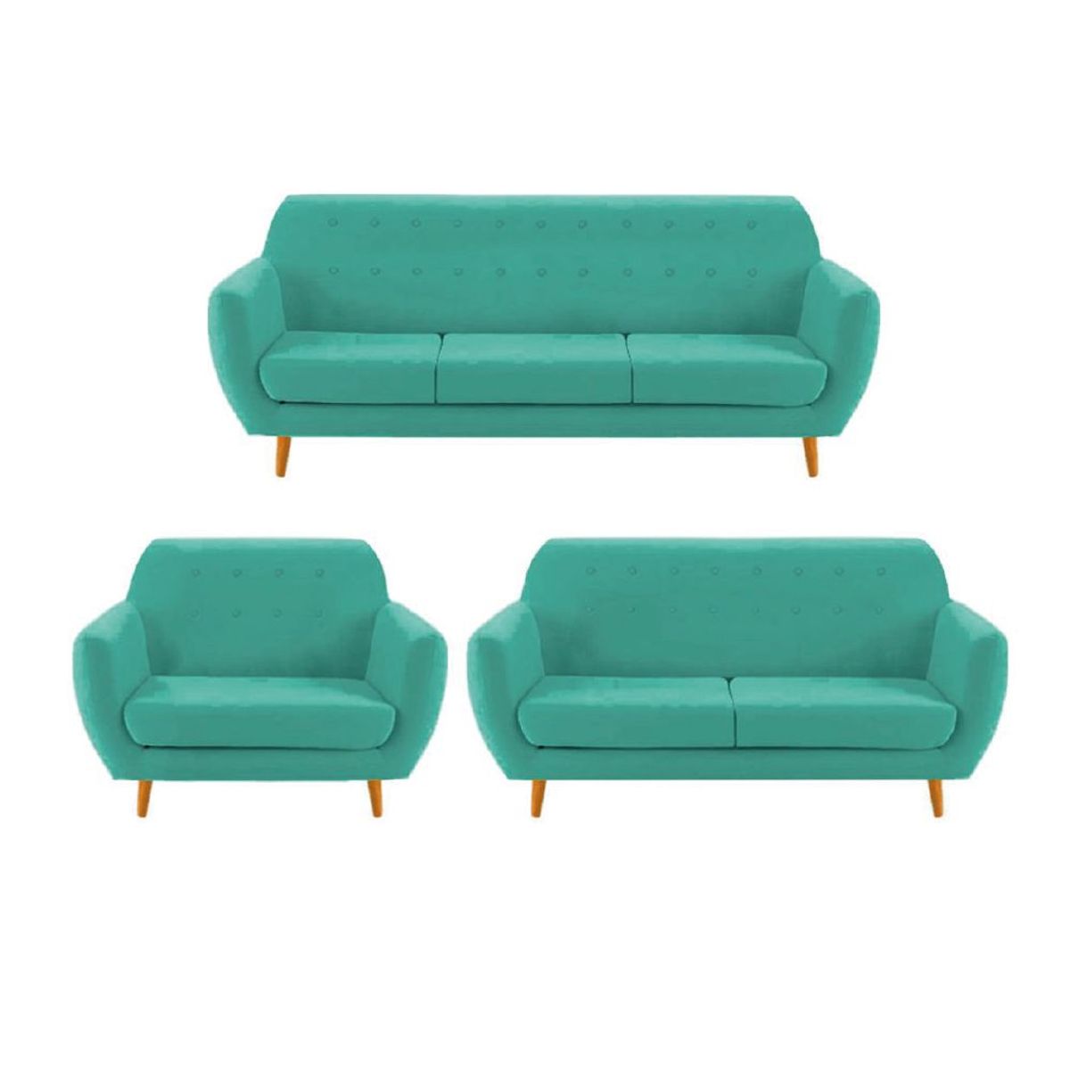 ALTO HOGAR - Juego de Sala Vintage 3 2 1 Xaviera Turquesa