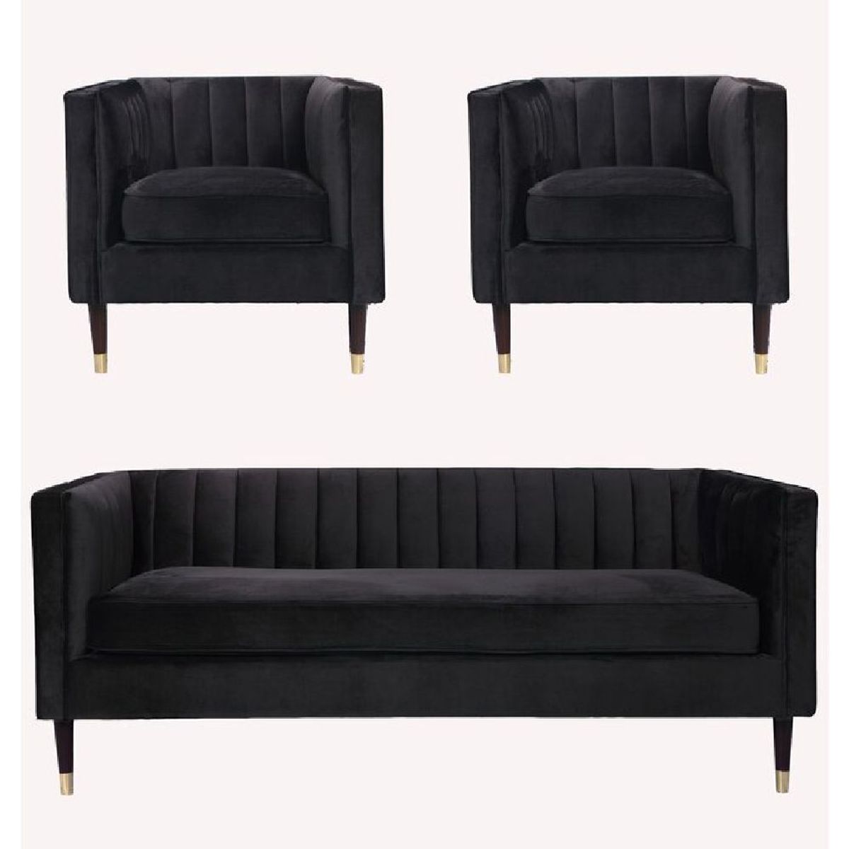 ALTO HOGAR - Juego de Sala Vintage 3 2 1 Ophelya Negro