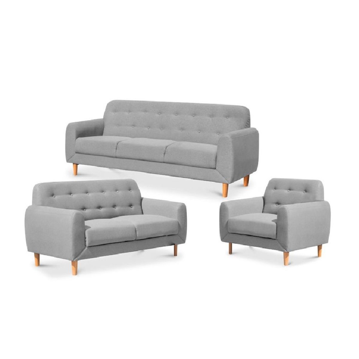 ALTO HOGAR - Juego de Sala Vintage 3 2 1 Moi Gris