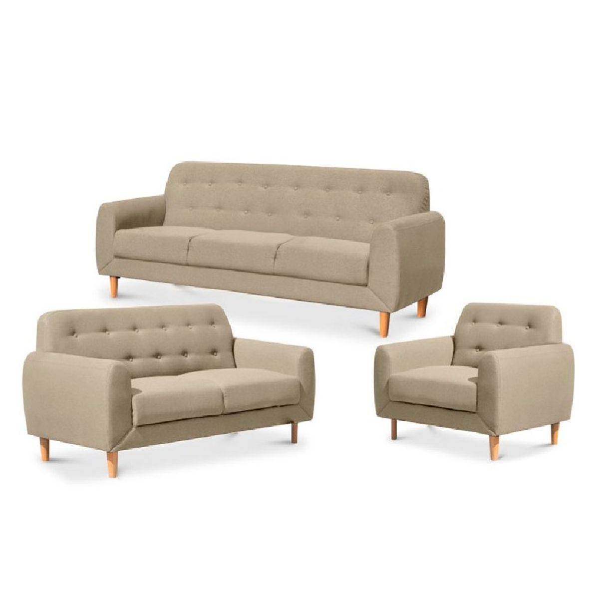 ALTO HOGAR - Juego de Sala Vintage 3 2 1 Moi Beige