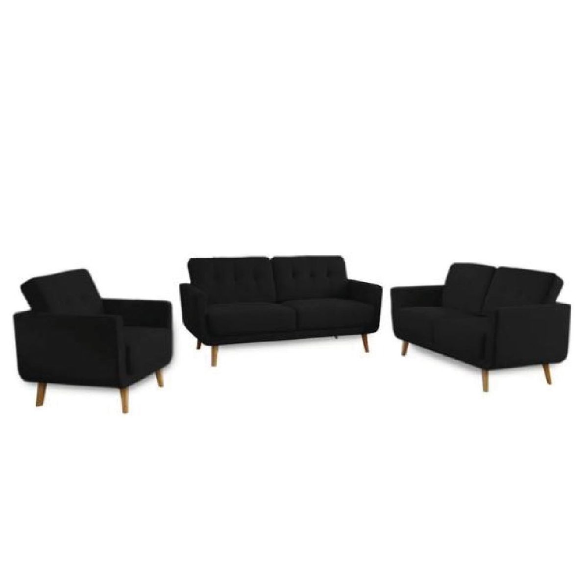 ALTO HOGAR - Juego de Sala Vintage 3 2 1 Faith Negro