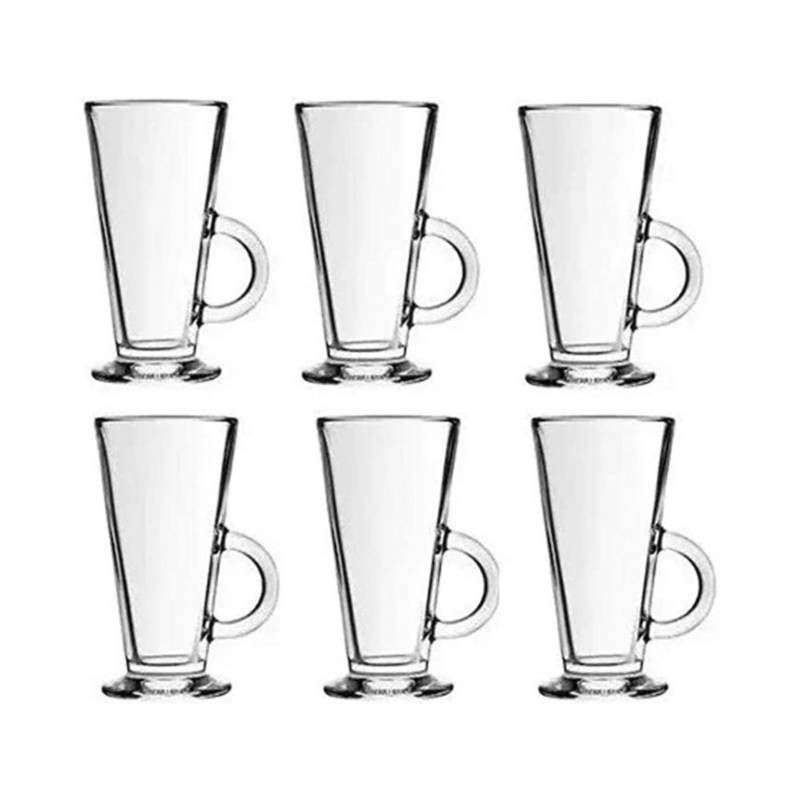 GENERICO - Juego de 6 Tazas Vidrio Irlandesa Alta para Café Capuccino