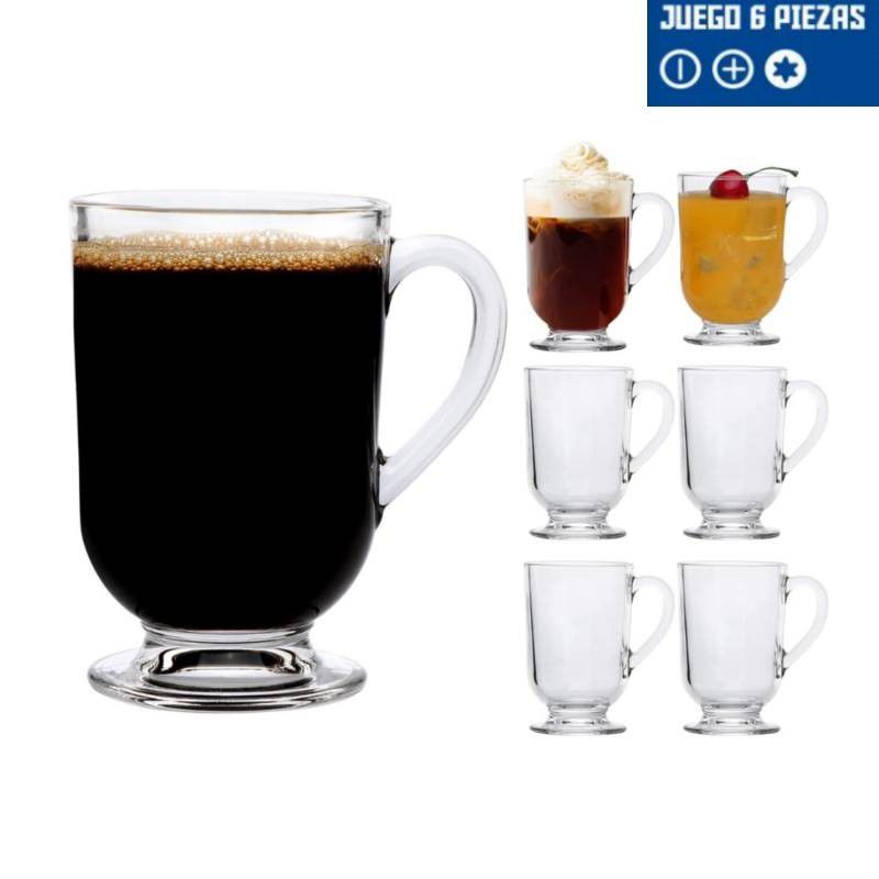 GENERICO - Juego de 6 Tazas de Vidrio para Café Capuccino
