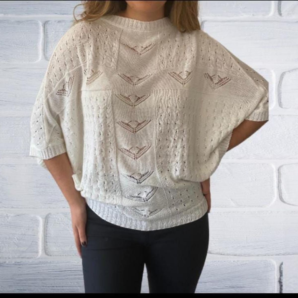 GENERICO - Chompa calada Blanca mujer Mandalay Knits.