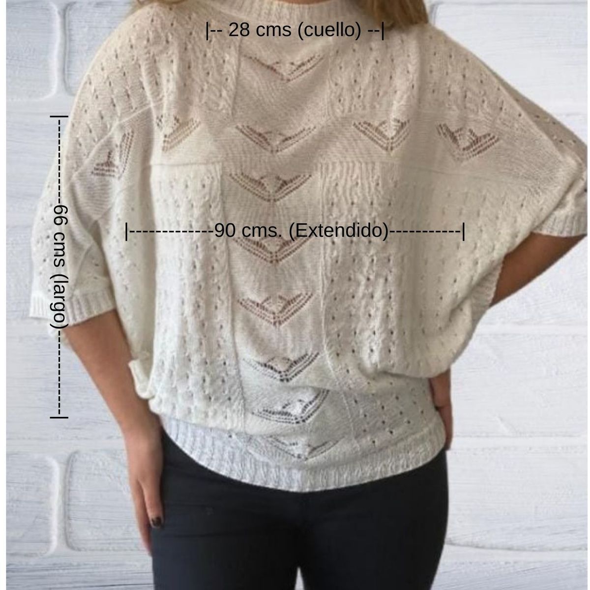 GENERICO - Chompa calada Blanca mujer Mandalay Knits.