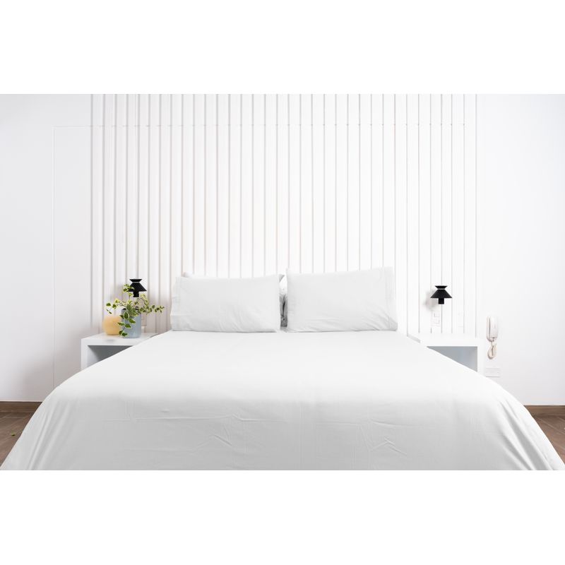 COBITEX HOME - Sábanas + Plumón Hipoalergénico + Funda Plumón King 200H Blanco 100 Algodón