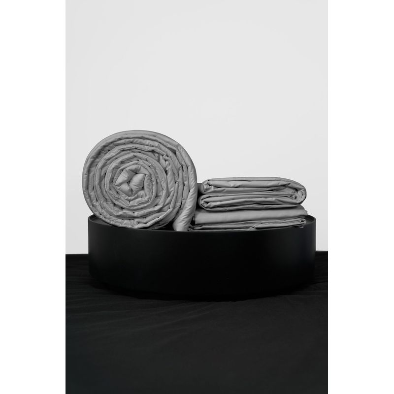 COBITEX HOME - Sábanas + Plumón Hipoalergénico + Funda Plumón Queen Plomo 100 Algodón.