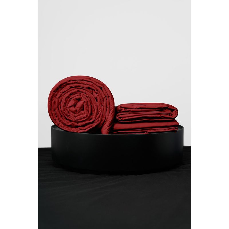 COBITEX HOME - Sábanas + Plumón Hipoalergénico + Funda Plumón 2 Plazas Rojo 100% Algodón.