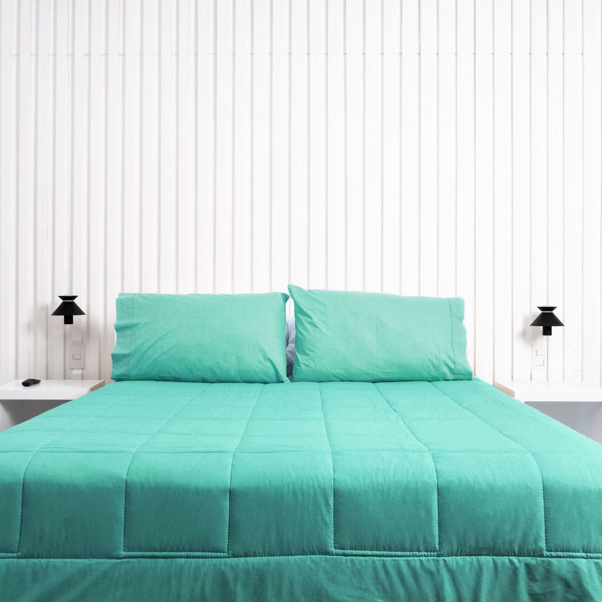 COBITEX HOME - Sábanas + Plumón Hipoalergénico + Funda Plumón 1.5 Plazas Turquesa 100% Algodón