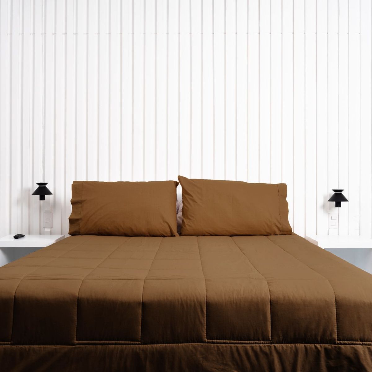 COBITEX HOME - Sábanas + Plumón Hipoalergénico + Funda Plumón 1 Plaza Chocolate 100% Algodón