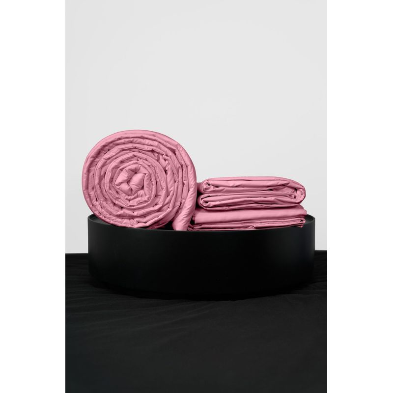 COBITEX HOME - Sábanas + Plumón Hipoalergénico + Funda Plumón 1.5 Plazas Palo Rosa 100% Algodón