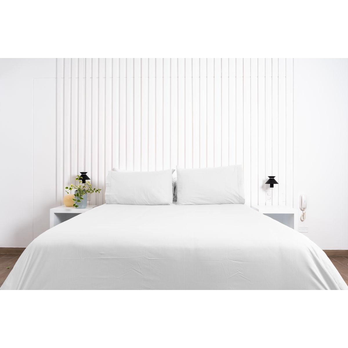 COBITEX HOME - Sábanas + Plumón Hipoalergénico + Funda Plumón 2 Plazas 200H Blanco 100% Algodón