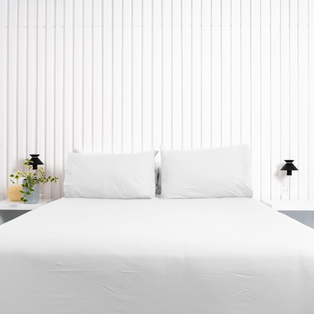 COBITEX HOME - Sábanas + Plumón Hipoalergénico + Funda Plumón 1.5 Plazas 600H Blanco 100% Algodón