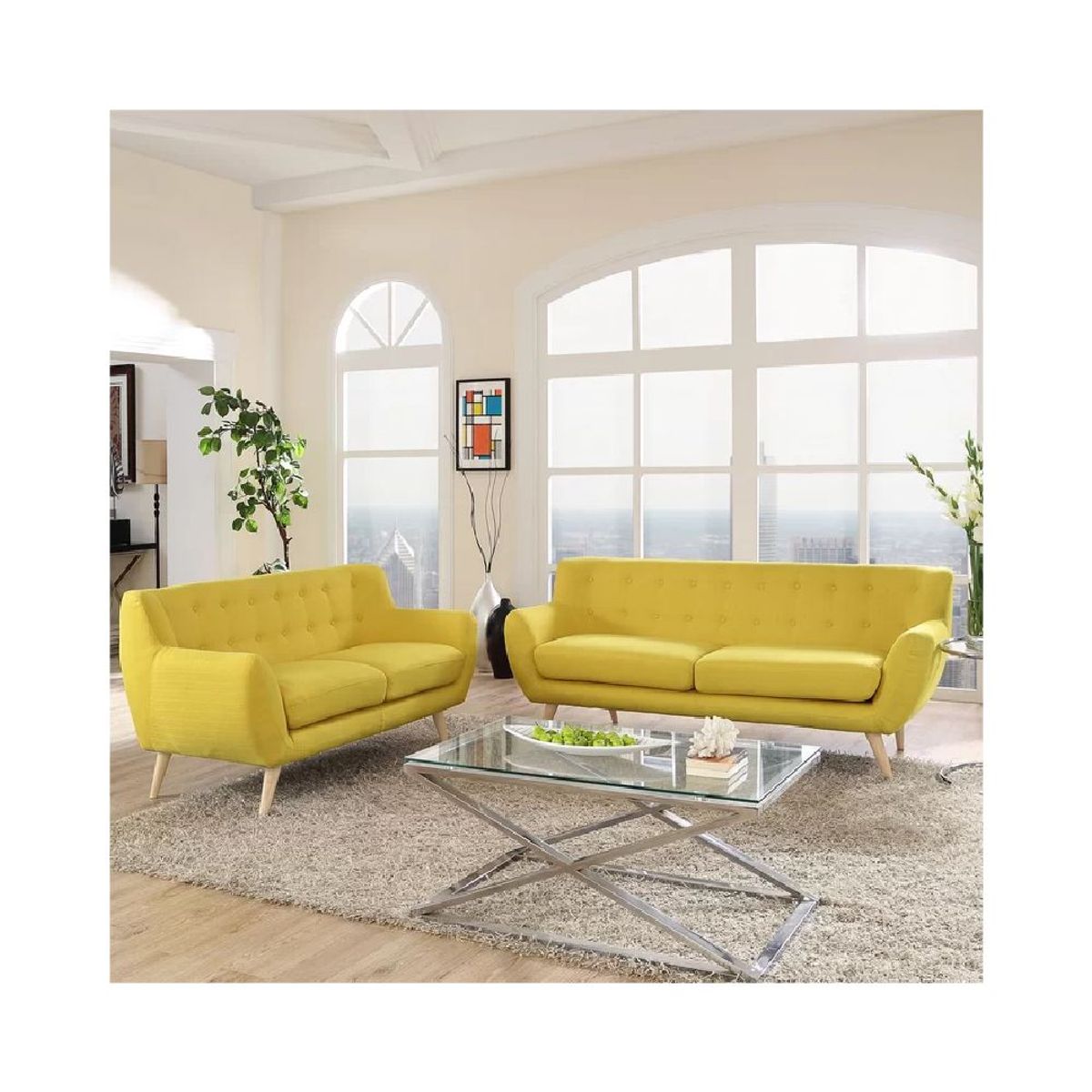 ALTO HOGAR - Juego de Sala Vintage 3 2 Avril Amarillo