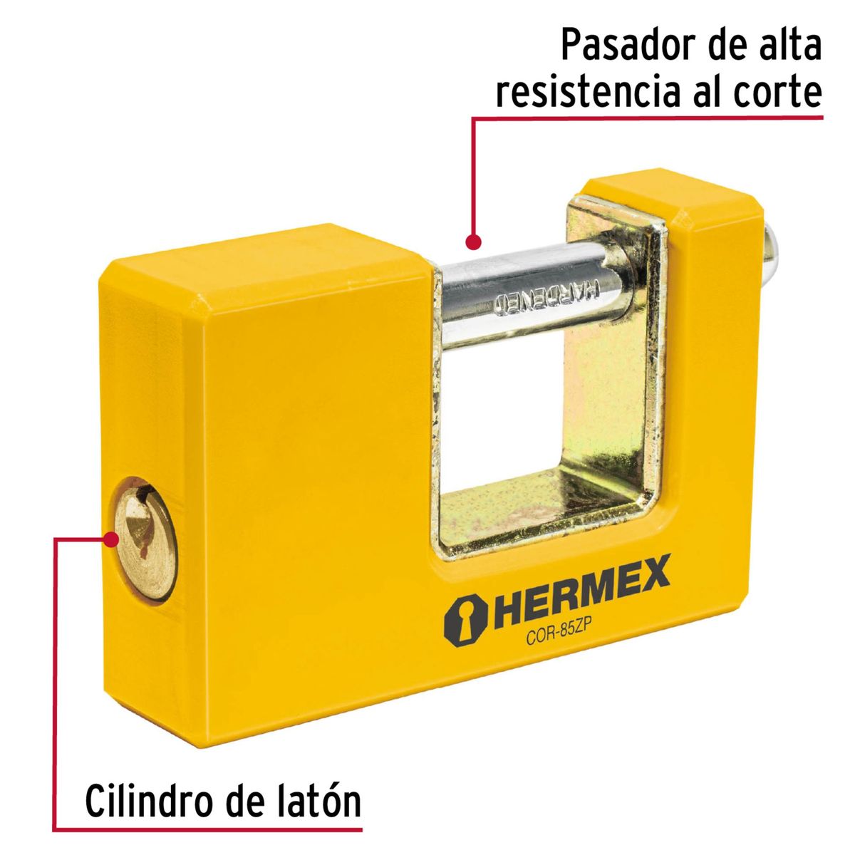 HERMEX - Candado antipalanca 85 mm cuerpo metálico, Hermex