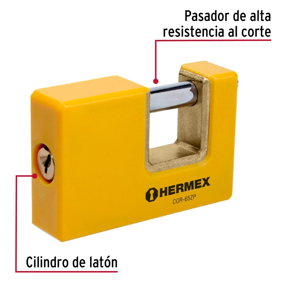 HERMEX - Candado antipalanca 65 mm cuerpo metálico, Hermex