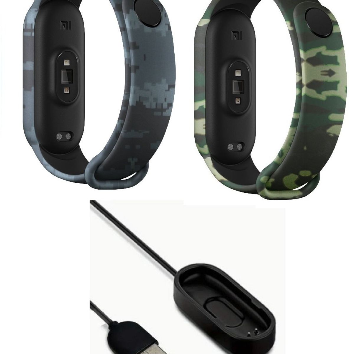 GENERICO - Correa Silicona camufladas x 2 + cargador Xiaomi Mi Band 4