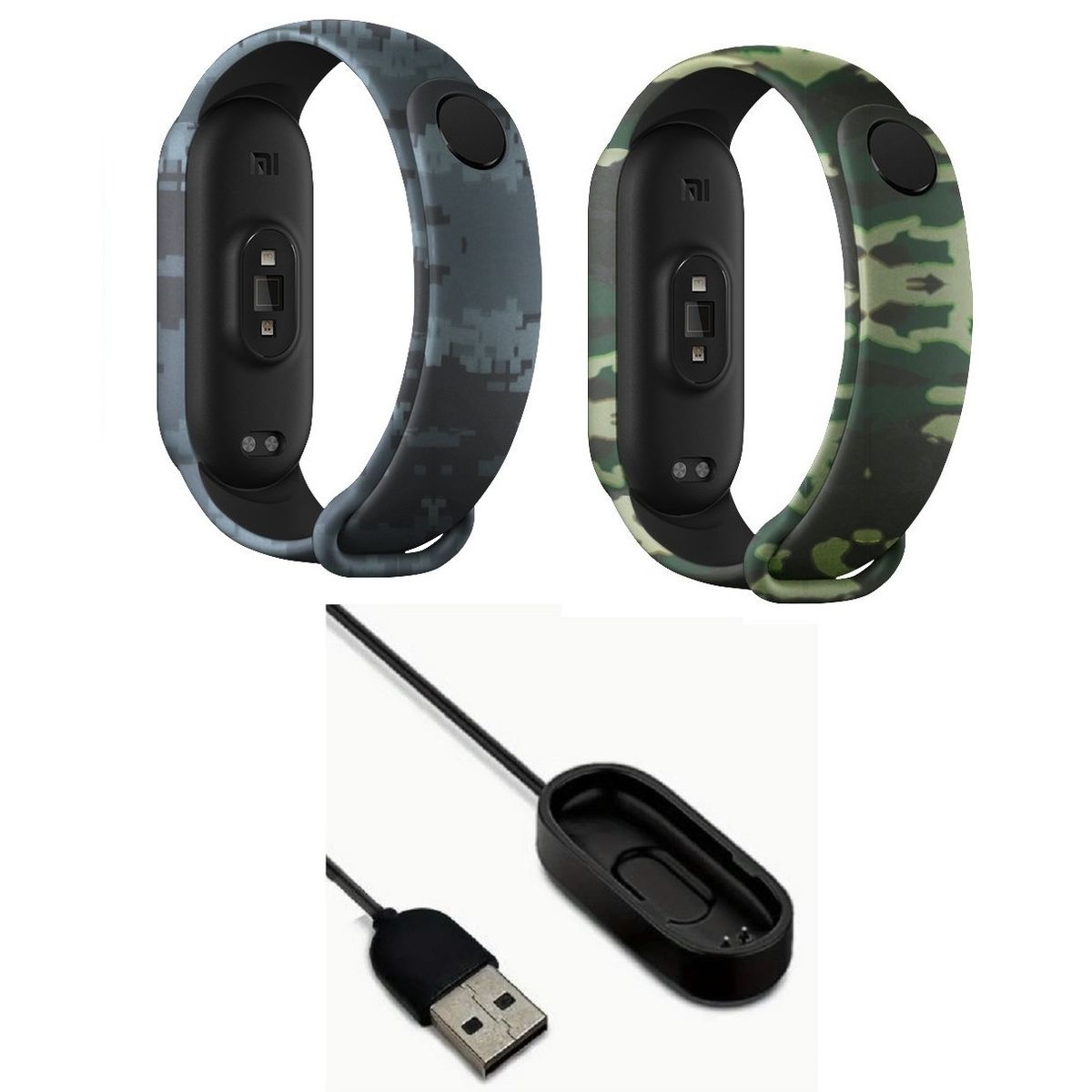 GENERICO - Correa Silicona camufladas x 2 + cargador Xiaomi Mi Band 4