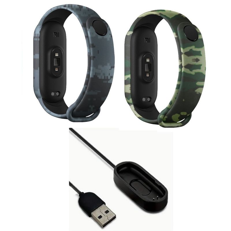 GENERICO - Correa Silicona camufladas x 2 + cargador Xiaomi Mi Band 4