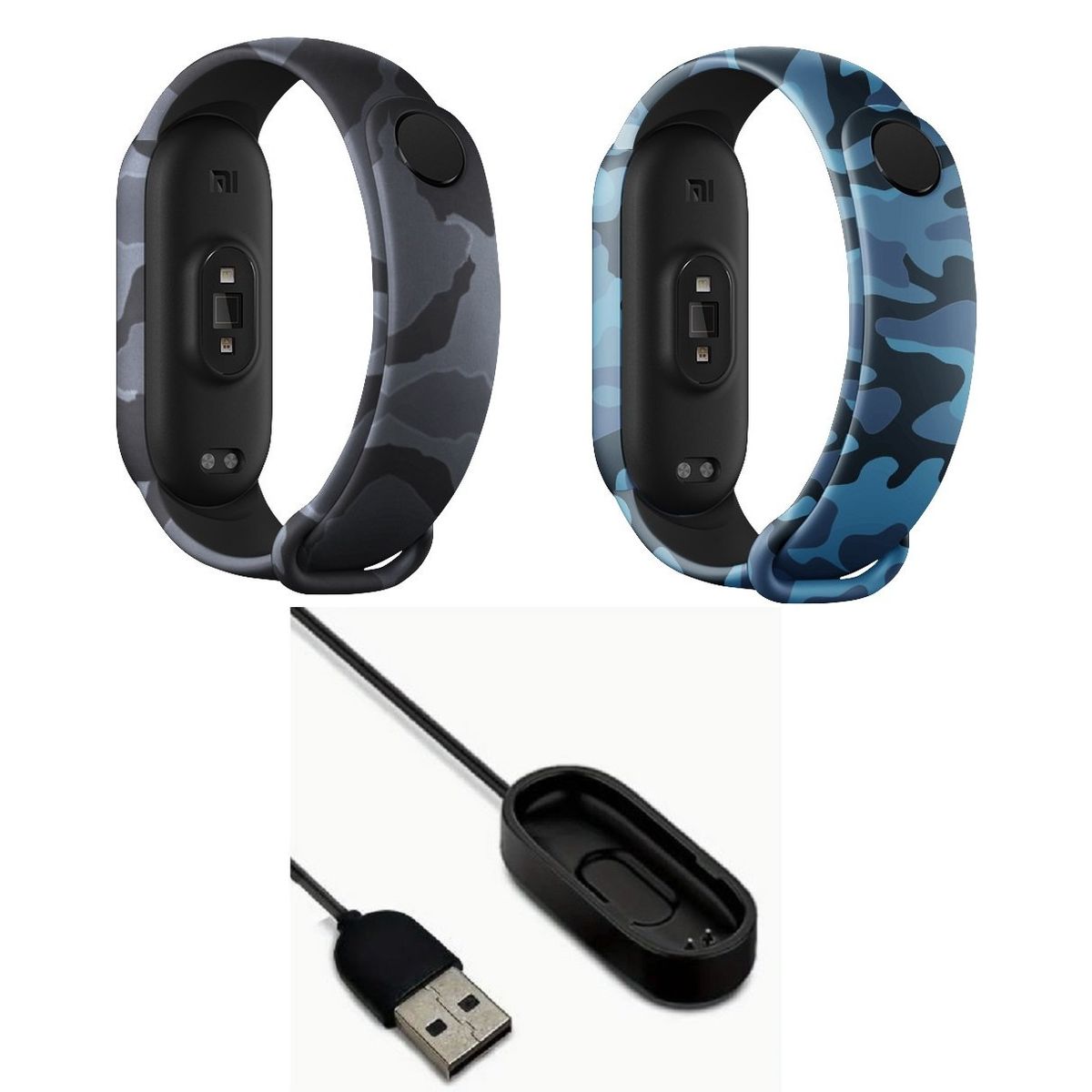 GENERICO - Correa Silicona camufladas x 2 + cargador Xiaomi Mi Band 4