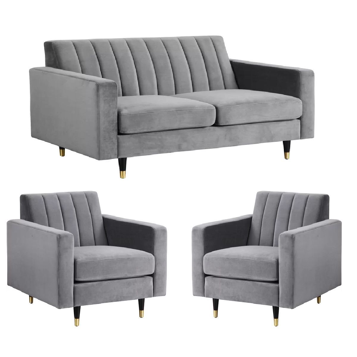 ALTO HOGAR - Juego de Sala Vintage 3 1 1 Keren Gris