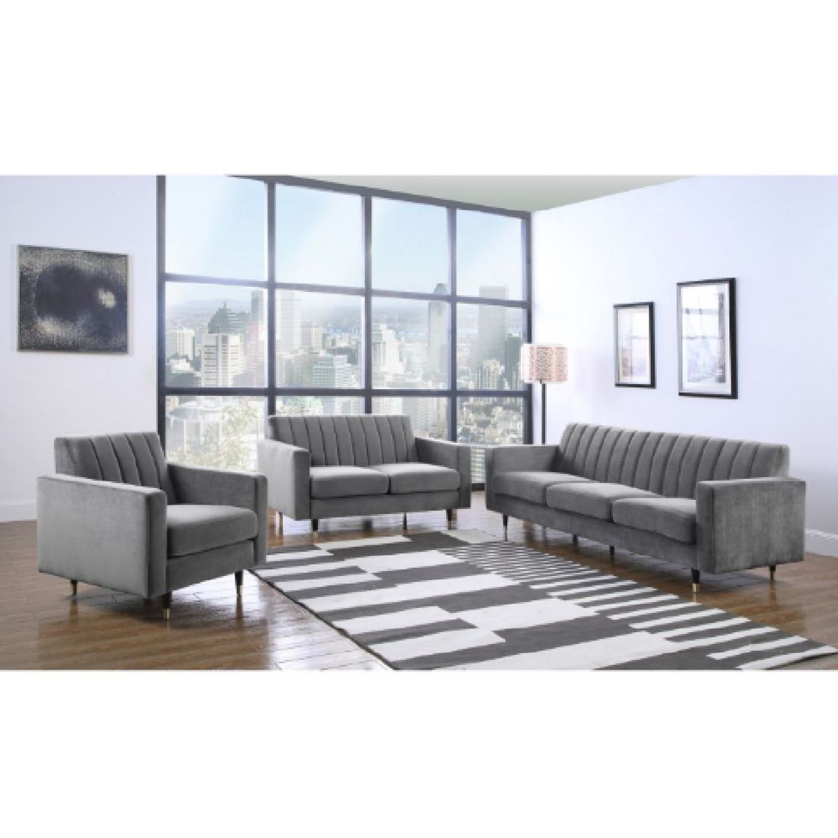 ALTO HOGAR - Juego de Sala Vintage 3 1 1 Keren Gris