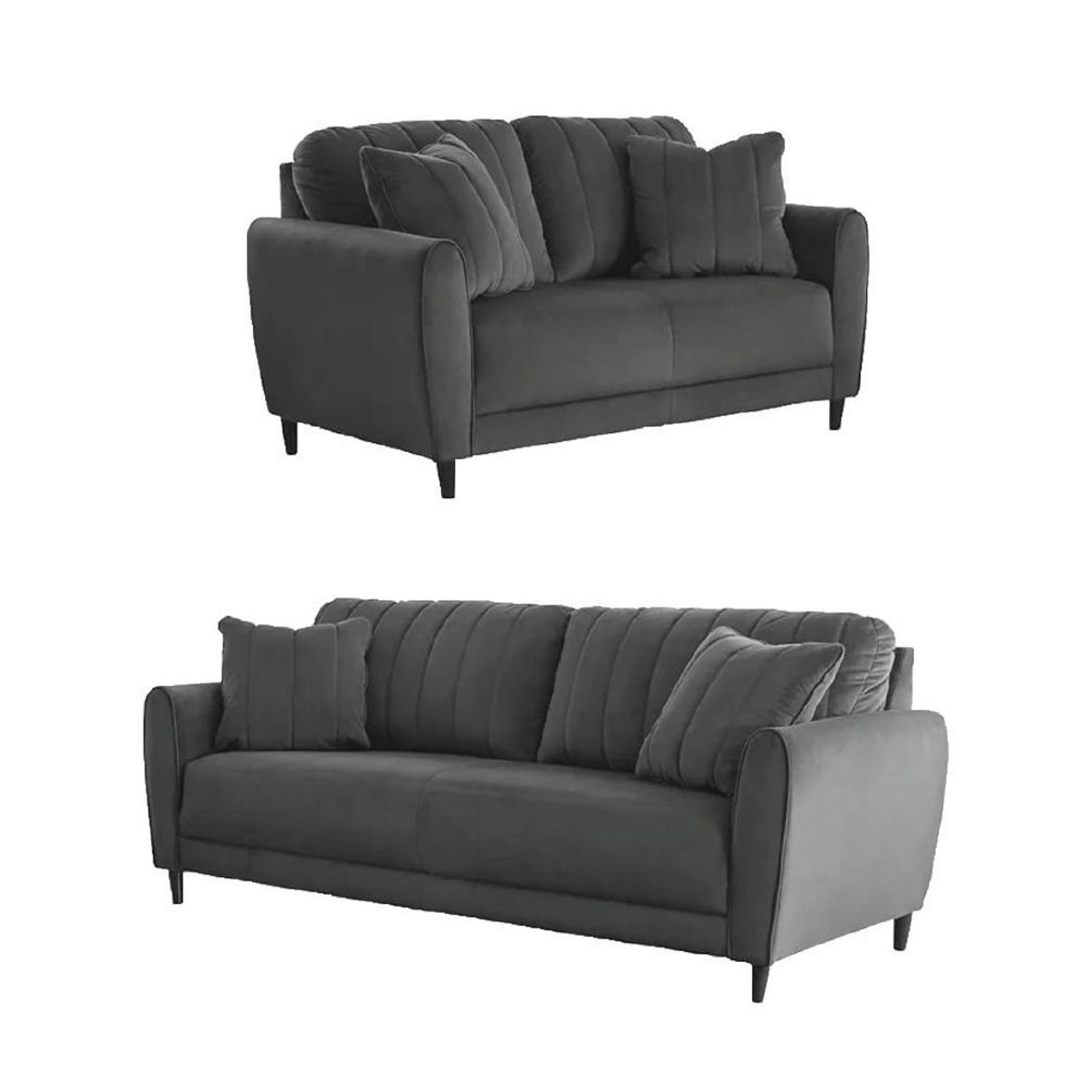 ALTO HOGAR - Juego de Sala Venecia 3 2 Gris Oscuro