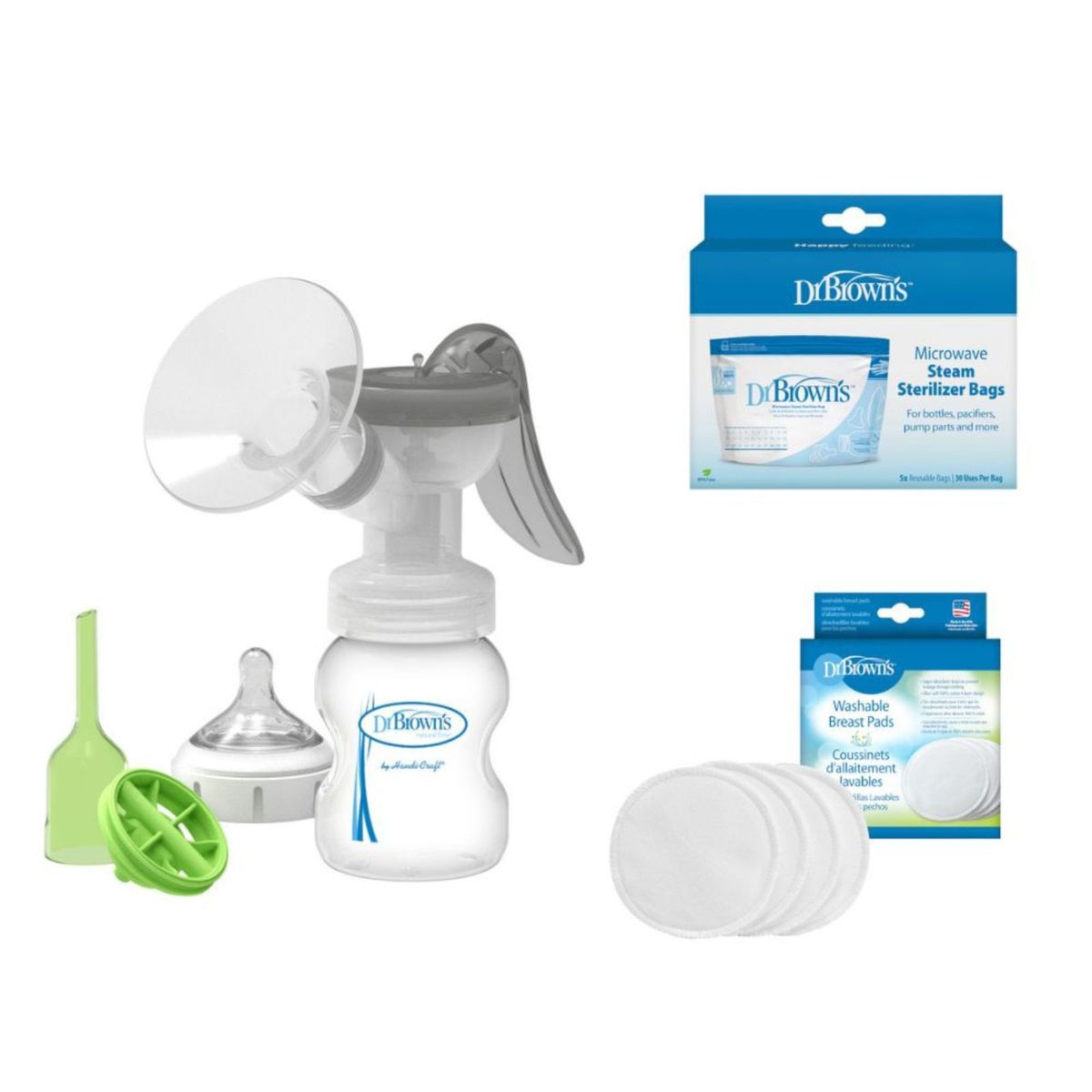 DR BROWNS - Pack Lactancia Completa con Extractor Almohadillas y bolsas