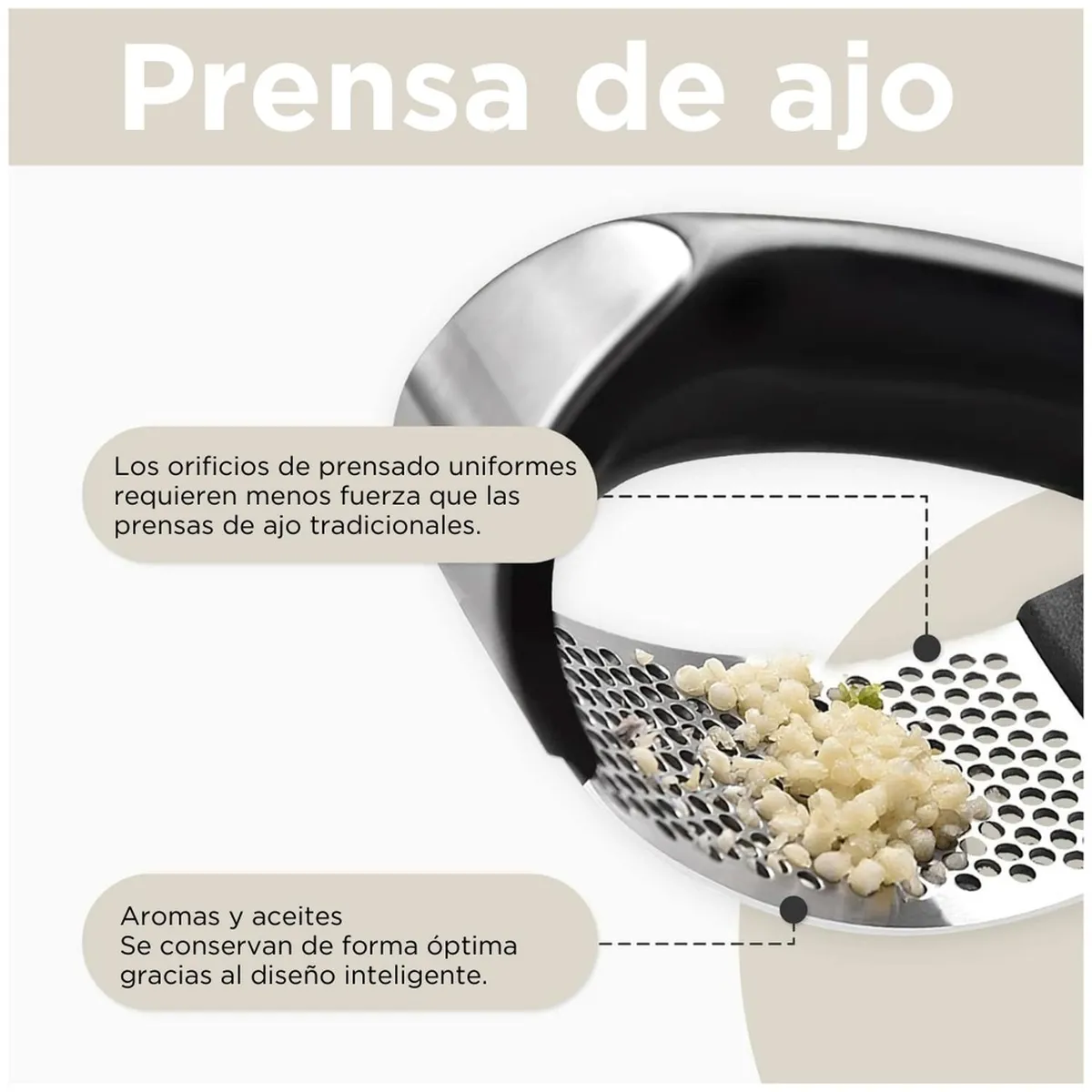 MINARI - Triturador Prensador de Ajos Picador Acero Inoxidable 118T