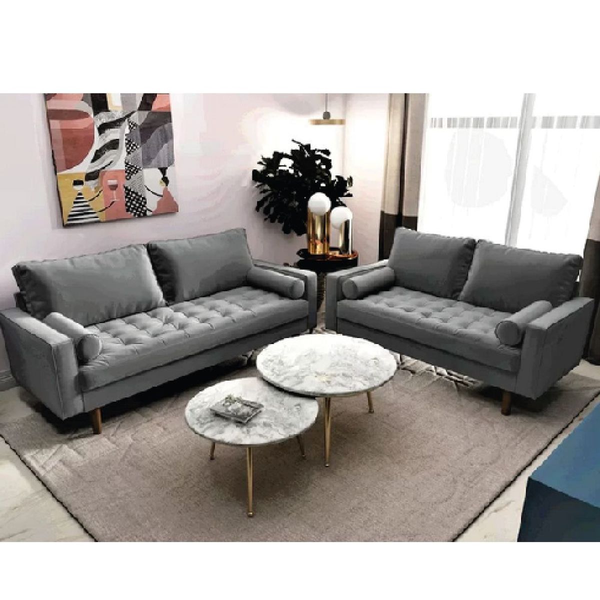 ALTO HOGAR - Juego de Sala Esperanza 3 2 Alto Hogar Gris Oscuro