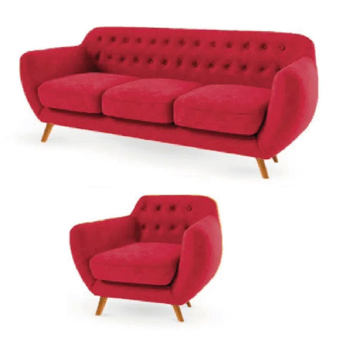 ALTO HOGAR - Juego de Sala Alto Hogar Vintage Antuane 3 1 Rojo