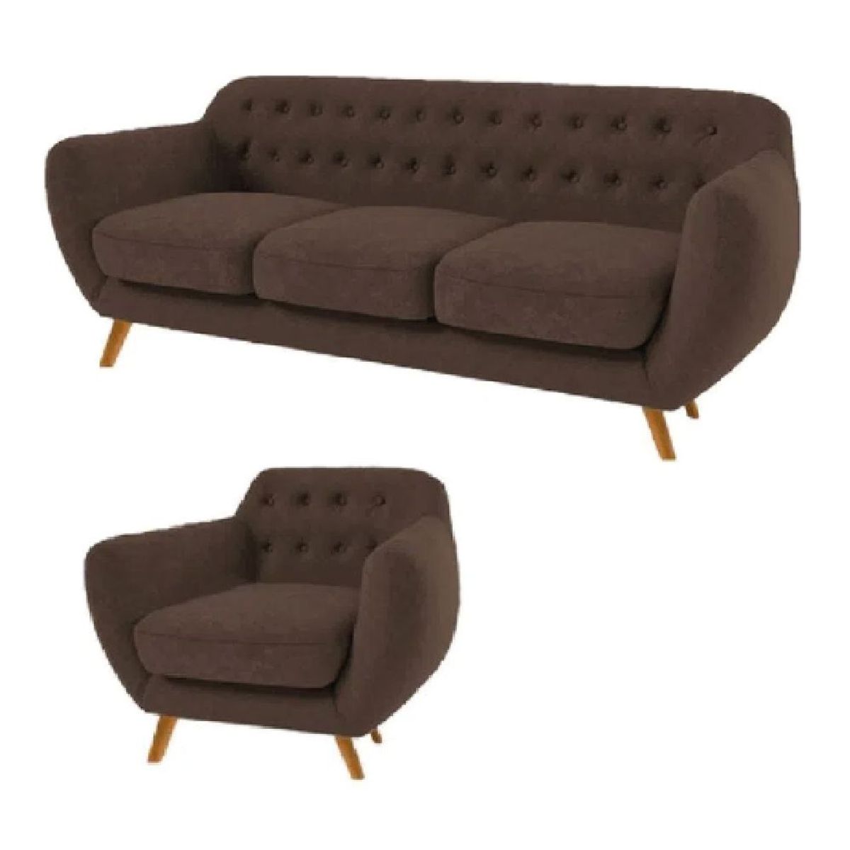 ALTO HOGAR - Juego de Sala Alto Hogar Vintage Antuane 3 1 Marrón