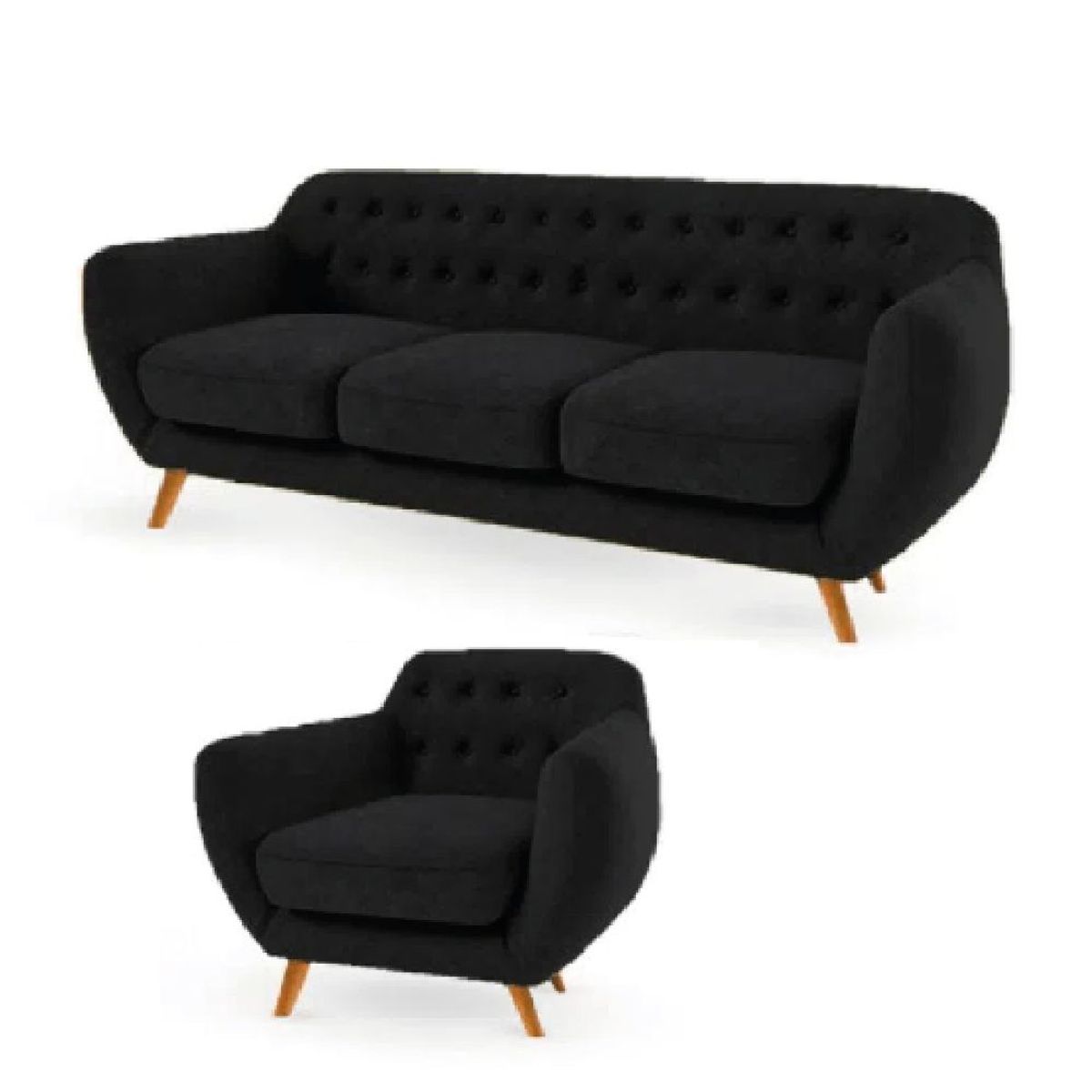 ALTO HOGAR - Juego de Sala Alto Hogar Antuane 3 1 Negro