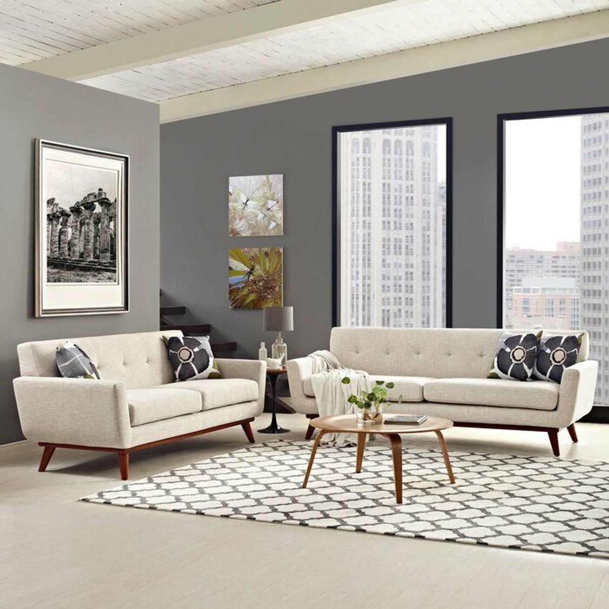 ALTO HOGAR - Juego de Sala 3 2 Denieke Crema