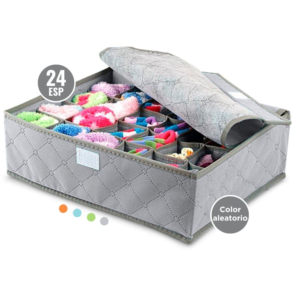 MINARI - Organizador de Medias Ropa Interior con Tapa 24 Espacios 490V - Color Aleatorio
