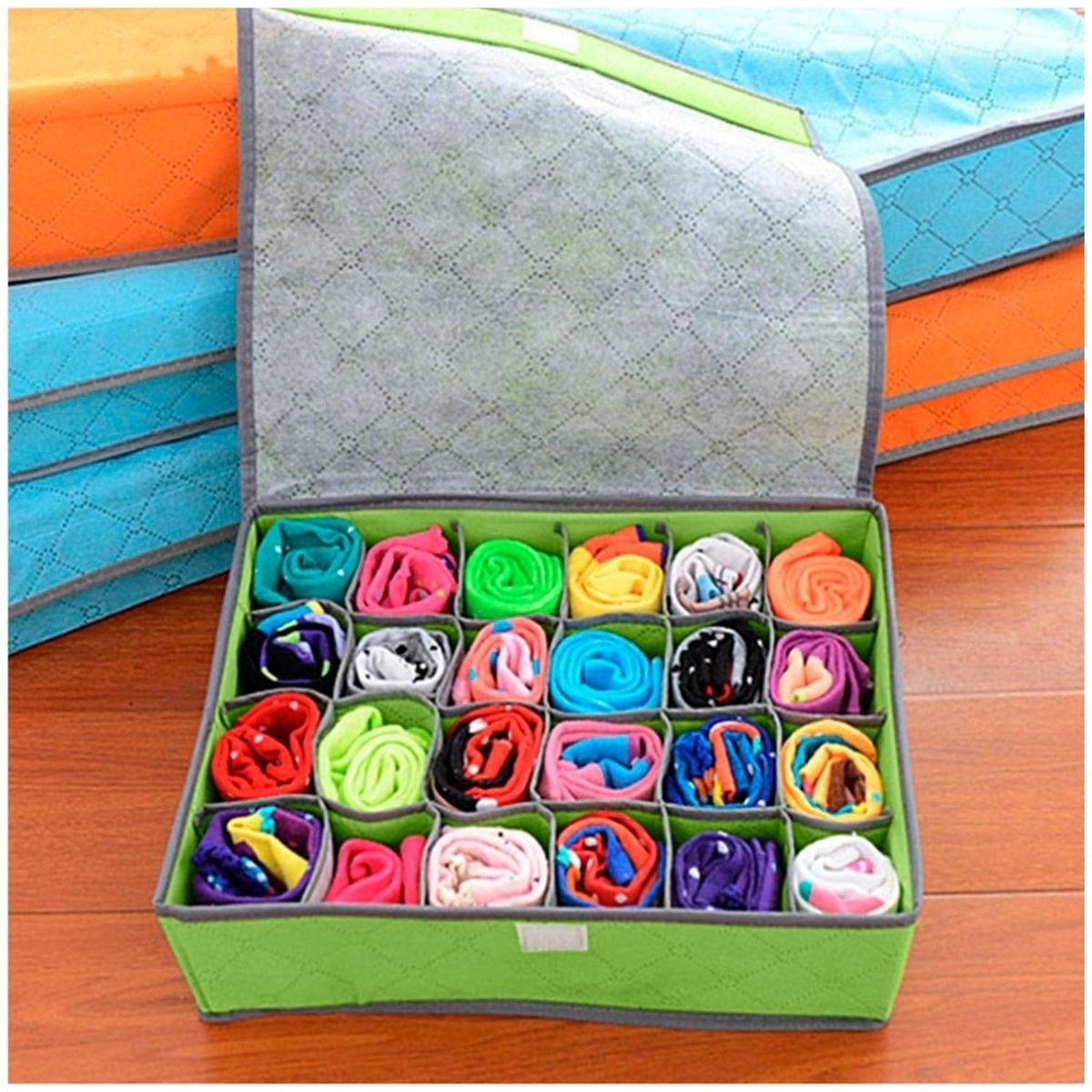 MINARI - Organizador de Medias Ropa Interior con Tapa 24 Espacios VD 490V