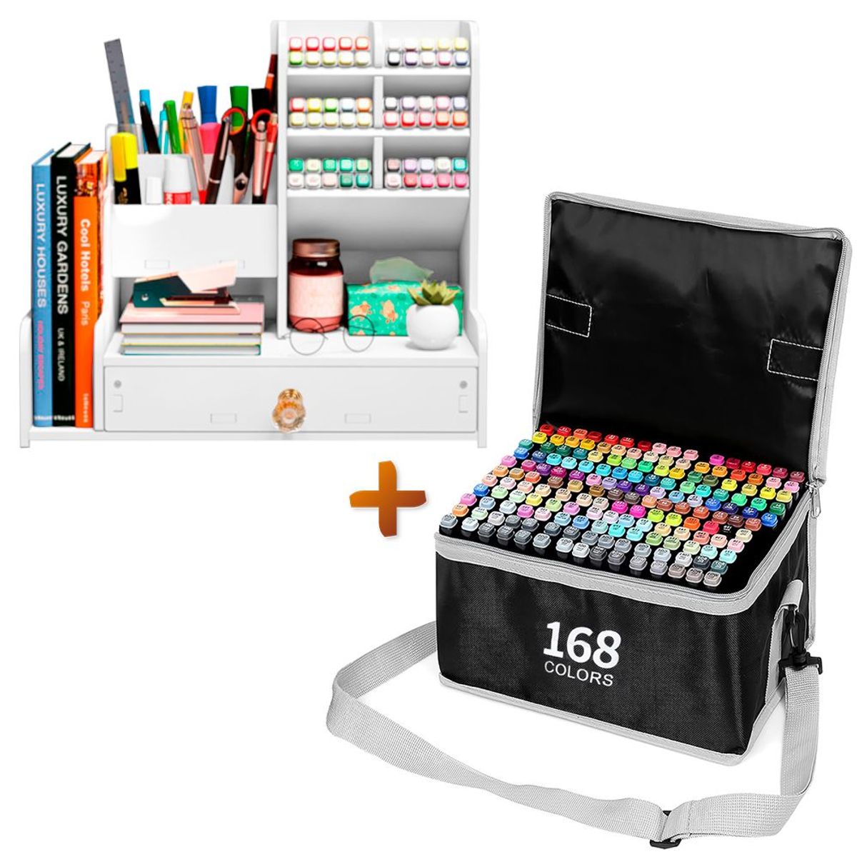 KELLER - Set 168 Plumones Estuche PZ1 Y Organizador Escritorio SJ-159