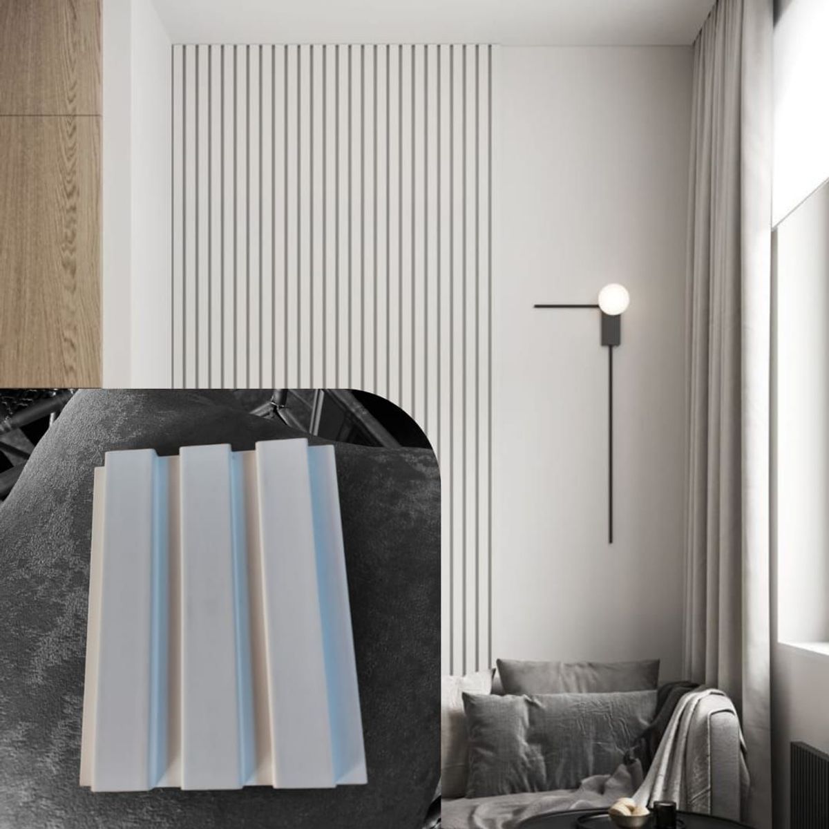 GENERICO - Wall Panel MDF Blanco Mate X6 Piezas