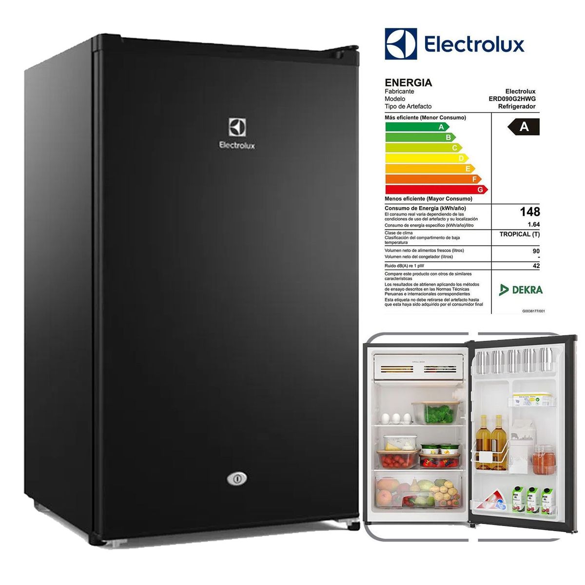 ELECTROLUX - Frigobar Electrolux Premium Negro ERD090G2HWB