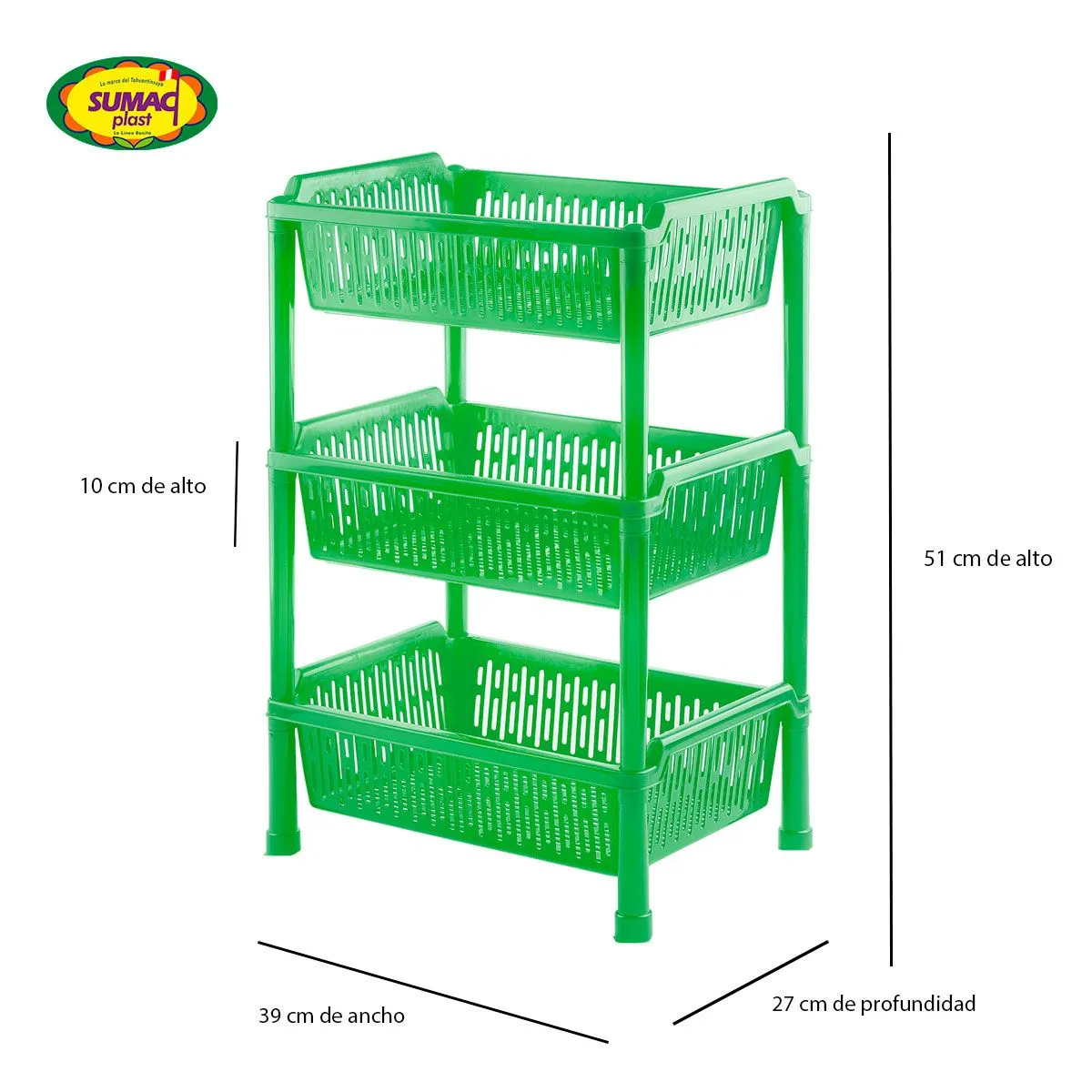 GENERICO - Verdulero Despensero Madrid  Sin Ruedas x 3 Sumac