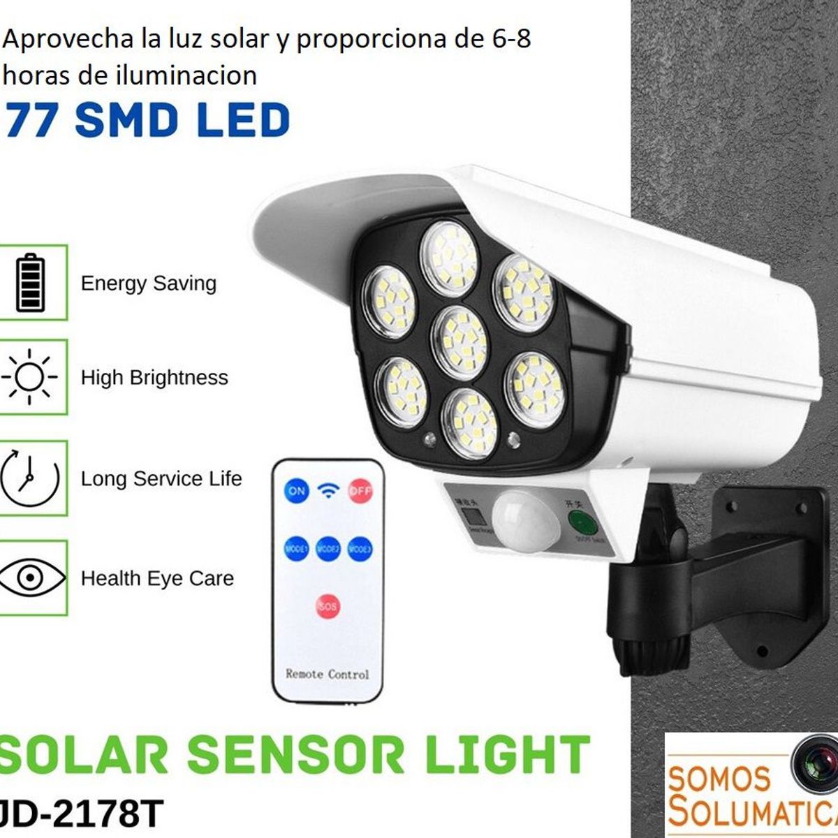 OEM - Lampara Luz Solar Led - Autoencedido -  Con Sensor De Movimiento