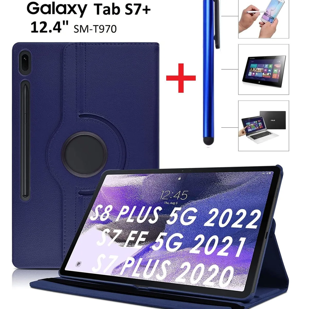 GENERICO - Funda Giratoria + Lápiz Óptico para Samsung Tab S7+ Plus 12.4 SM-T970