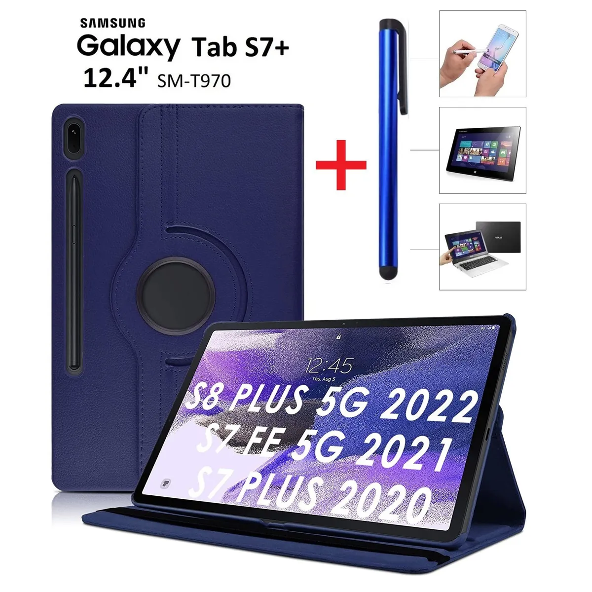 GENERICO - Funda Giratoria + Lápiz Óptico para Samsung Tab S7+ Plus 12.4 SM-T970
